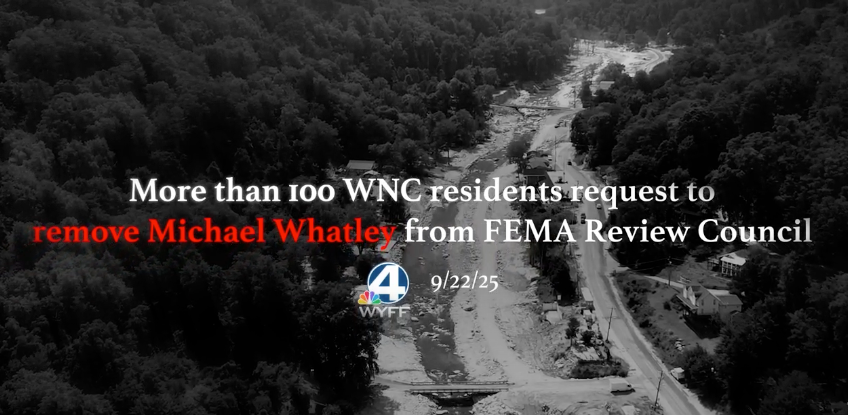 "More than 100 WNC residents request to remove Michael Whatley from FEMA Review Council"